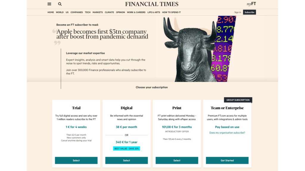 Financial Times paywall