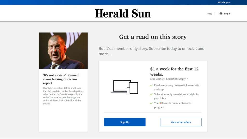 Herald Sun paywall