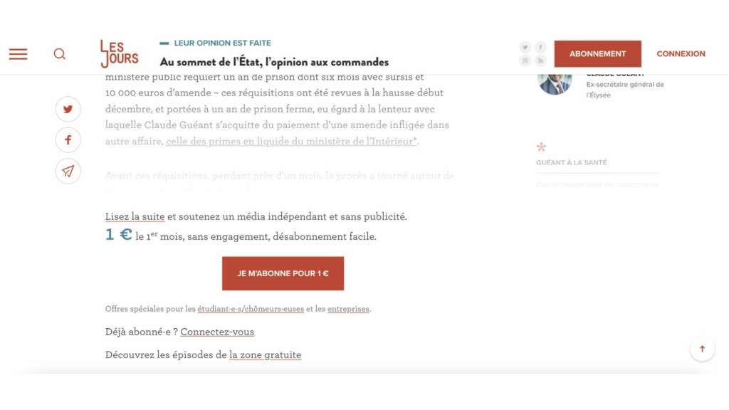 Les Jours paywall