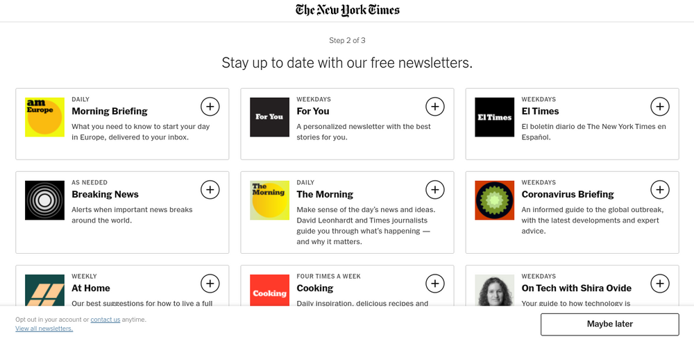 The New York Times newsletters