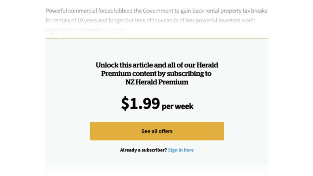 NZ Herald paywall