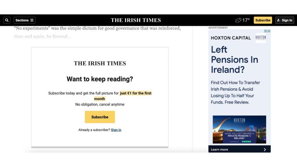 The Irish Times paywall