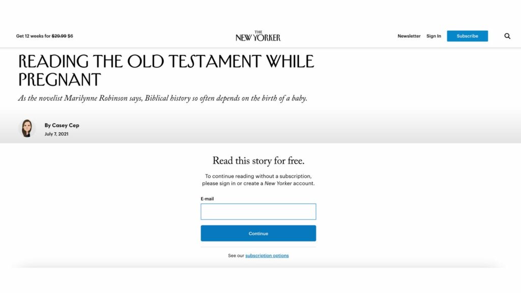 The New Yorker registration wall