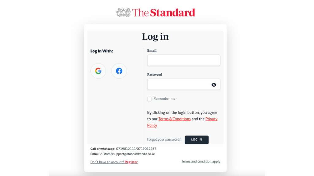 The Standard paywall
