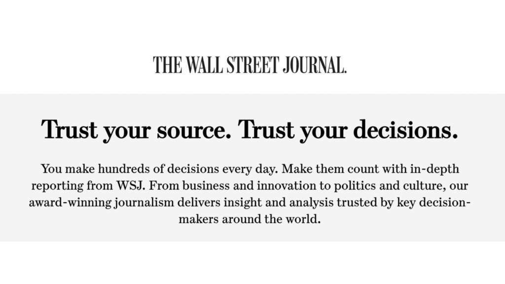 The Wall street journal value proposition