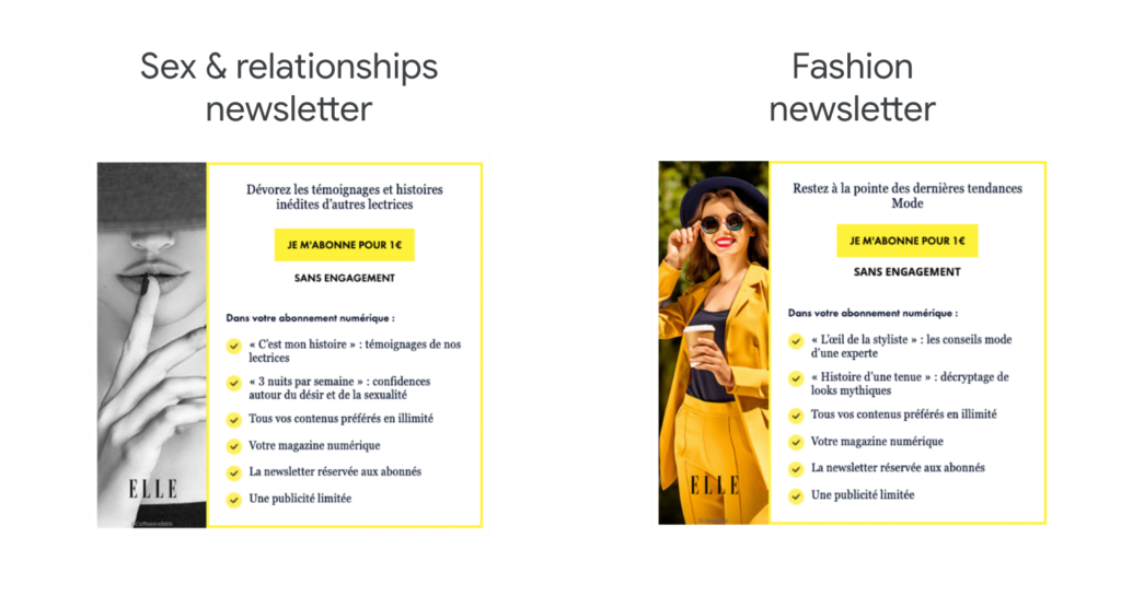 newsletter registration at ELLE Magazine