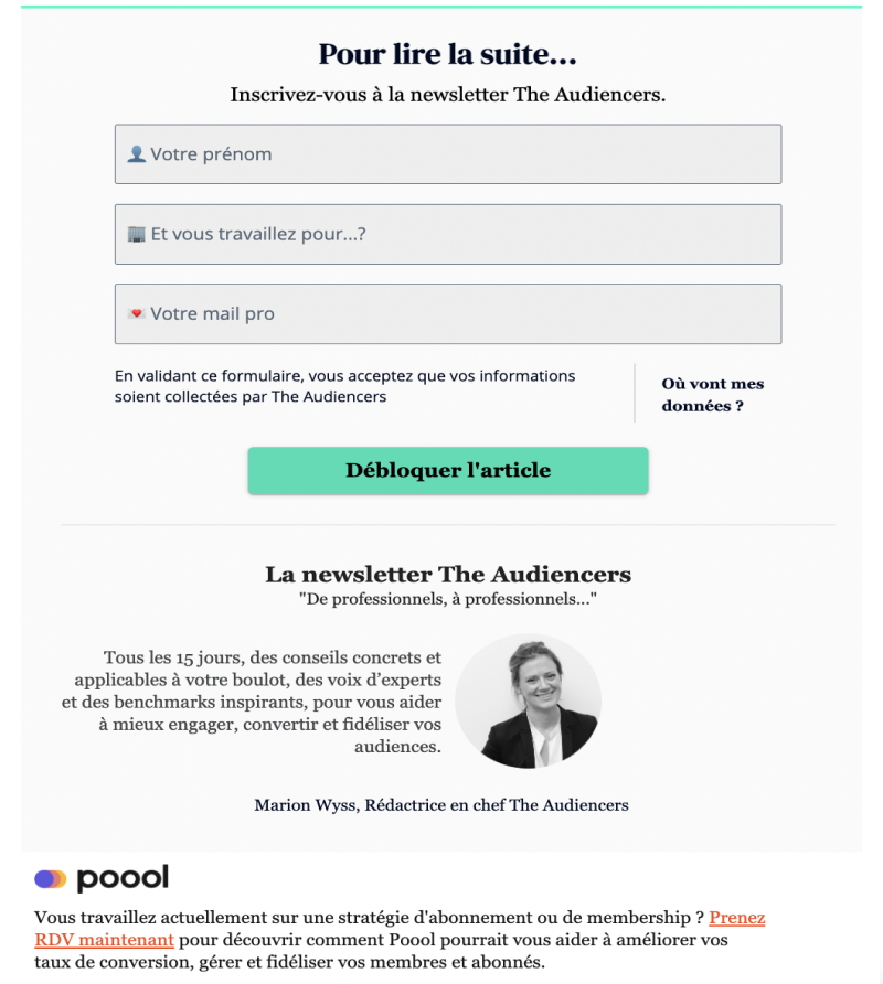 Newsletter wall sur The Audiencers