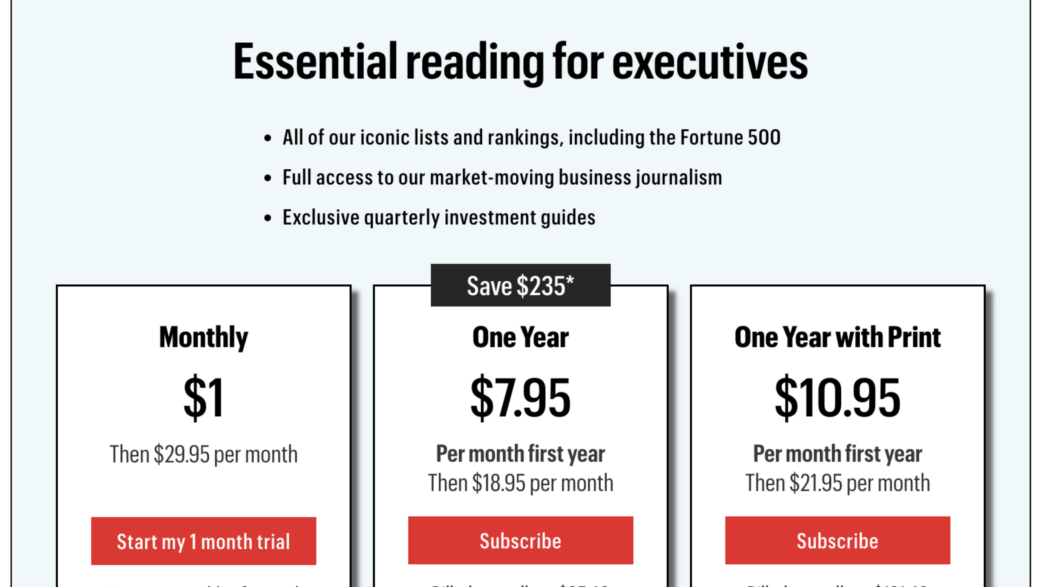 Fortune subscription