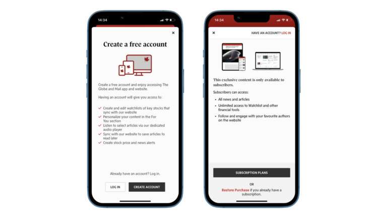 Globe and Mail paywall app