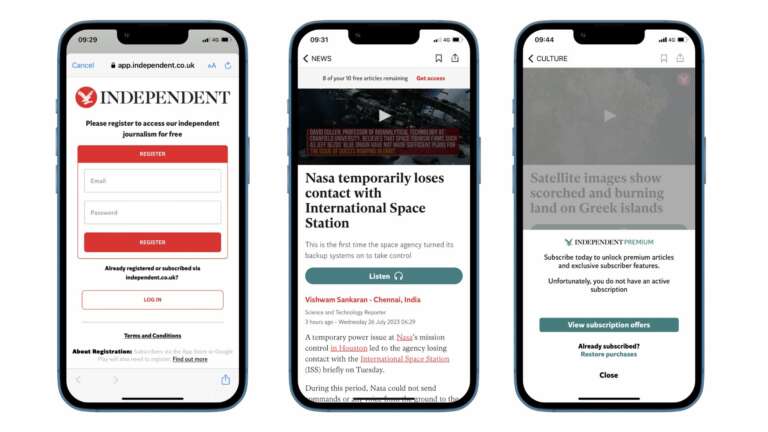 The Independent paywall app