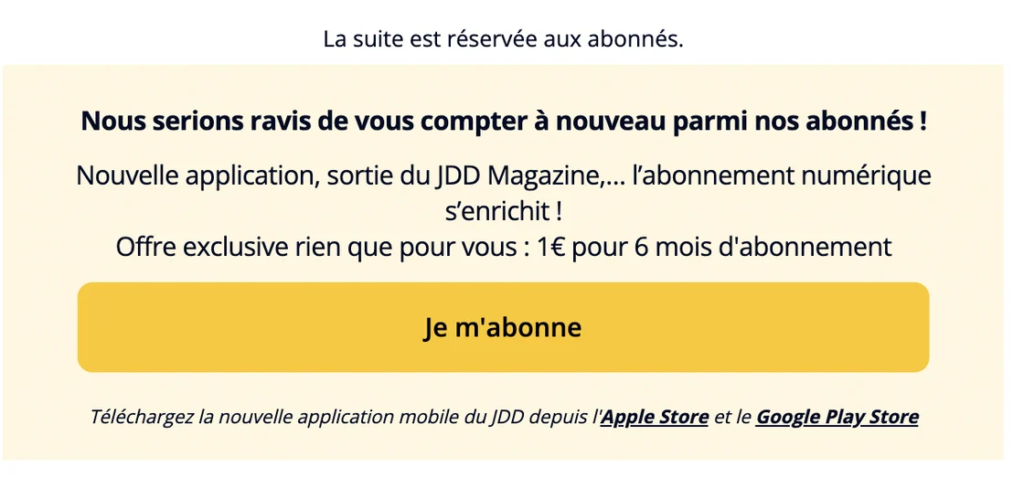 Journal du Dimanche paywall