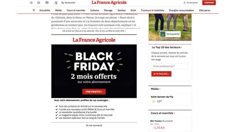 La France Agricole Black Friday paywall