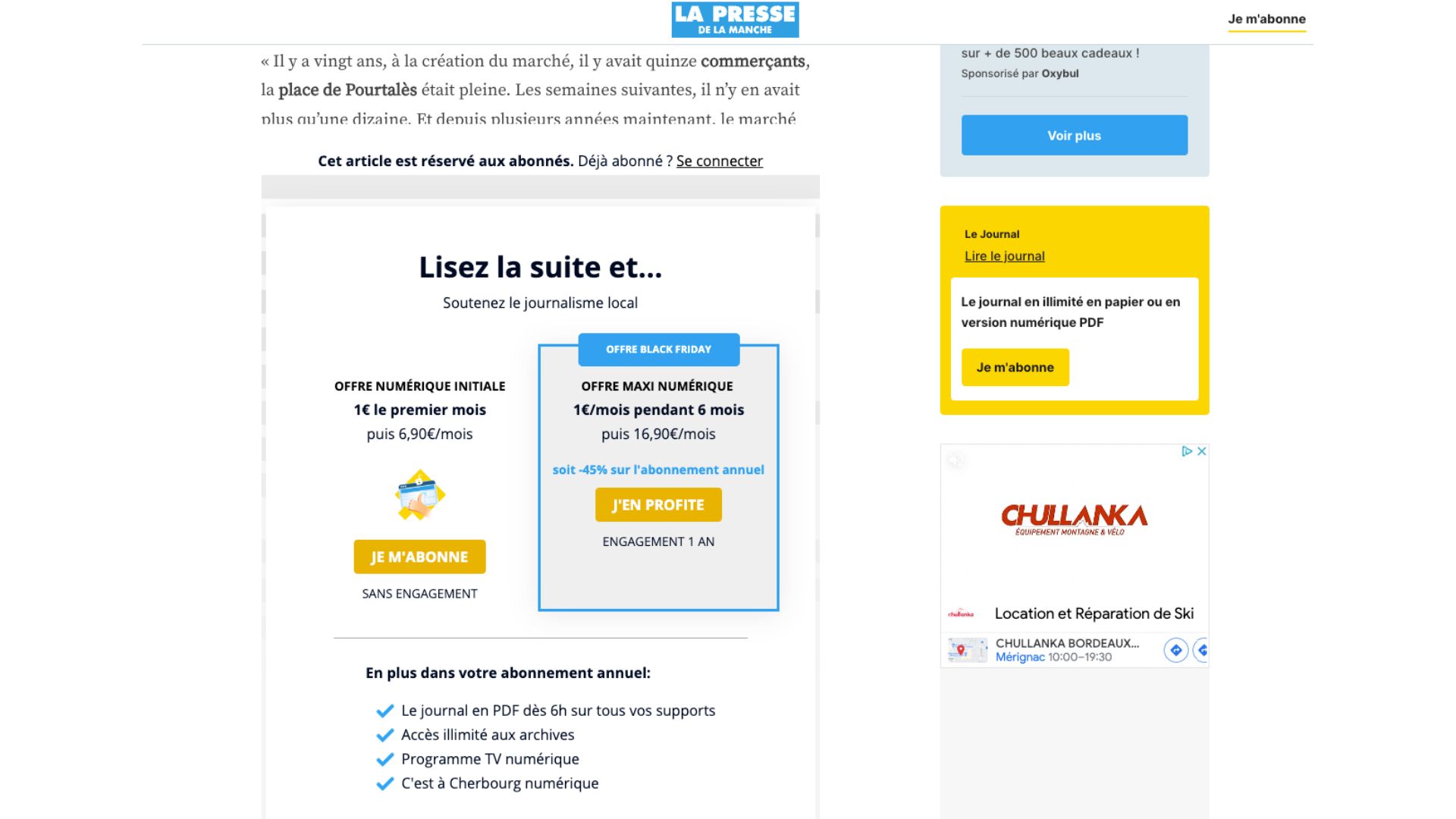 La Presse de la Manche Black Friday paywall