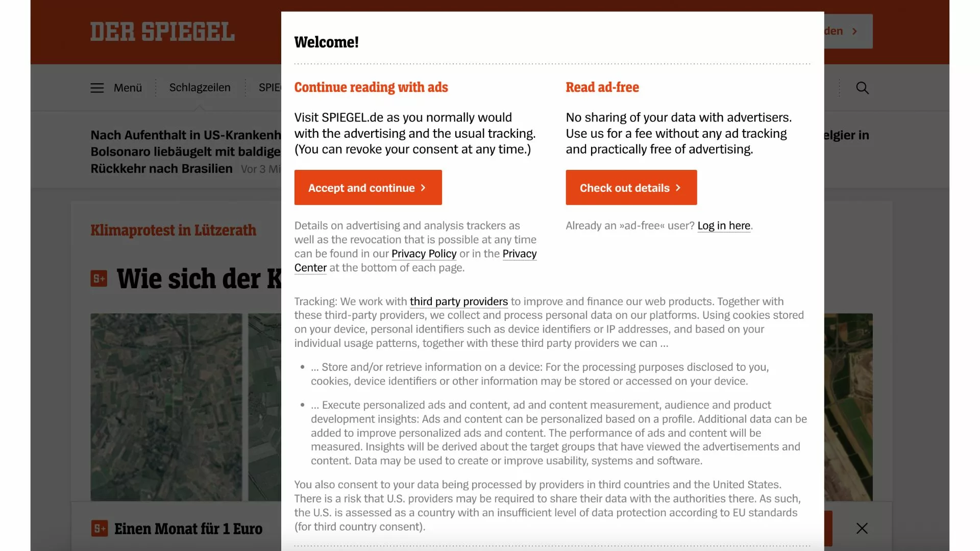 Der Spiegel cookie wall