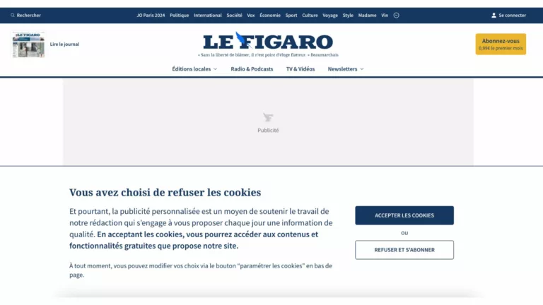 Le Figaro cookie wall