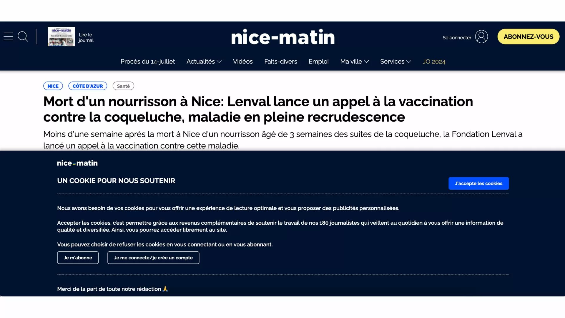 nice-matin cookie wall