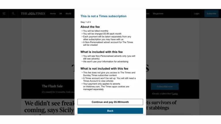 The Times cookie wall