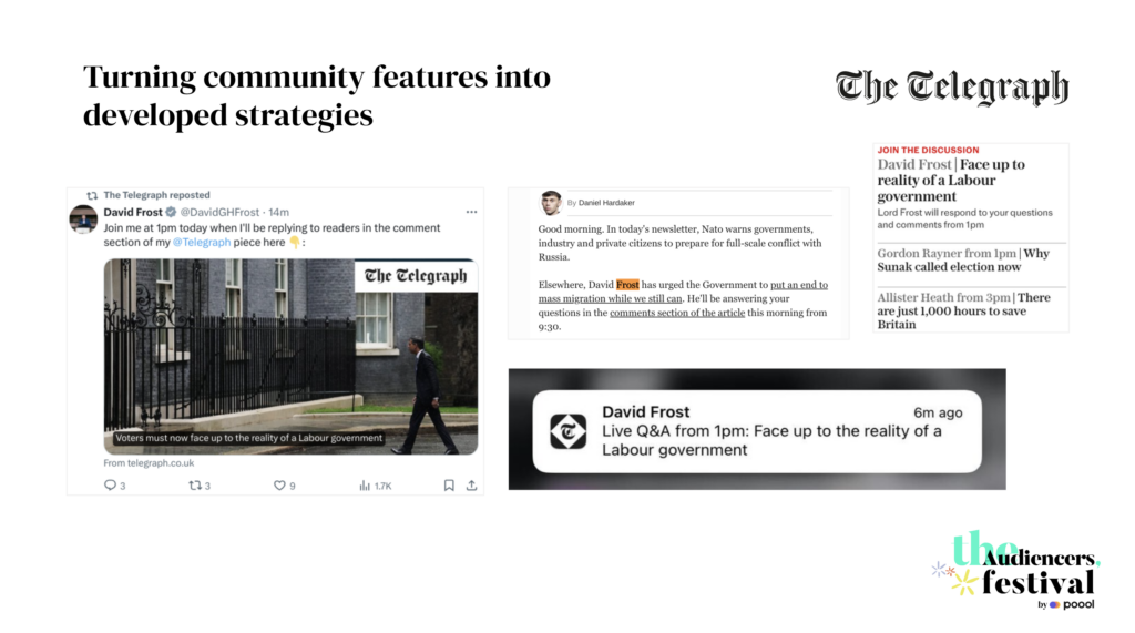 The Telegraph turning community features into developed strategies
