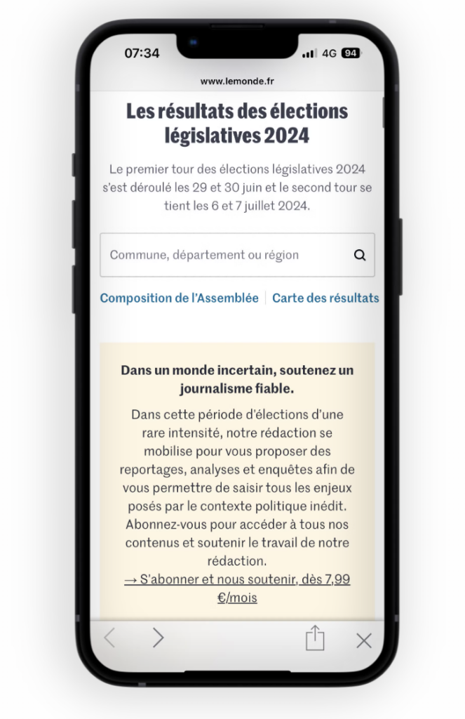 Le Monde paywall french elections