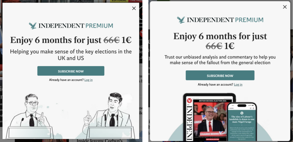 The Independent paywall UK general election