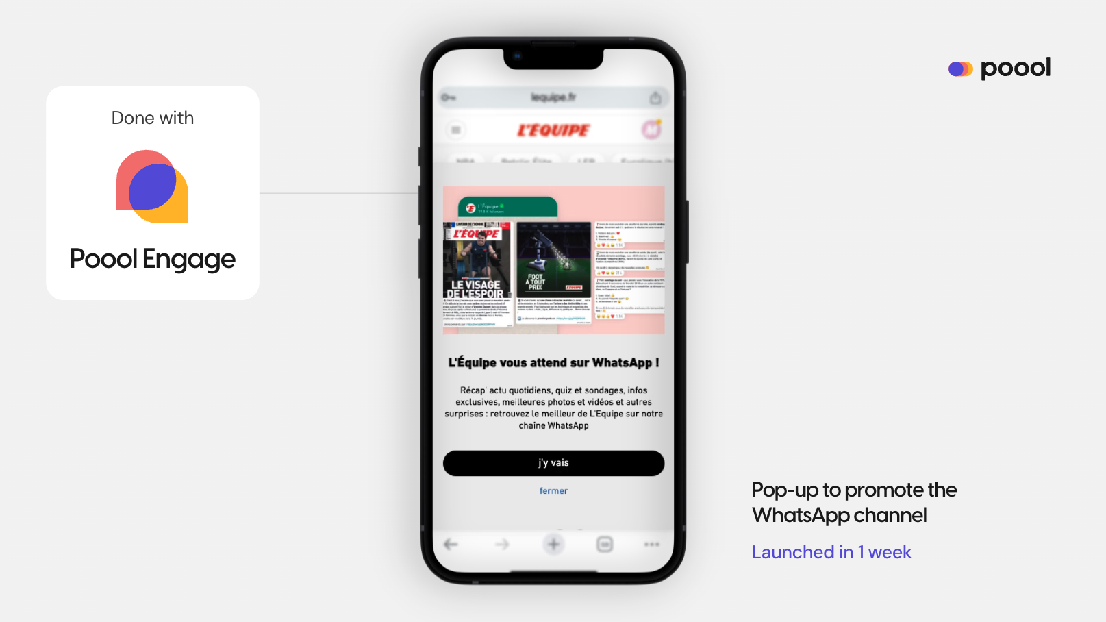 Invite readers to join L'Équipe's whatsapp channel