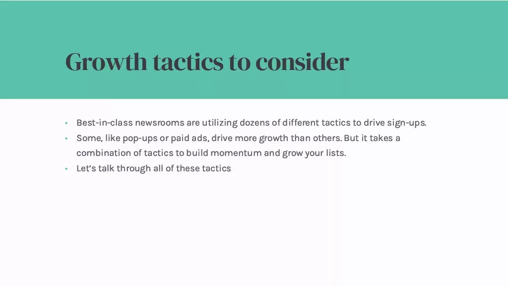 Growth tactics to consider