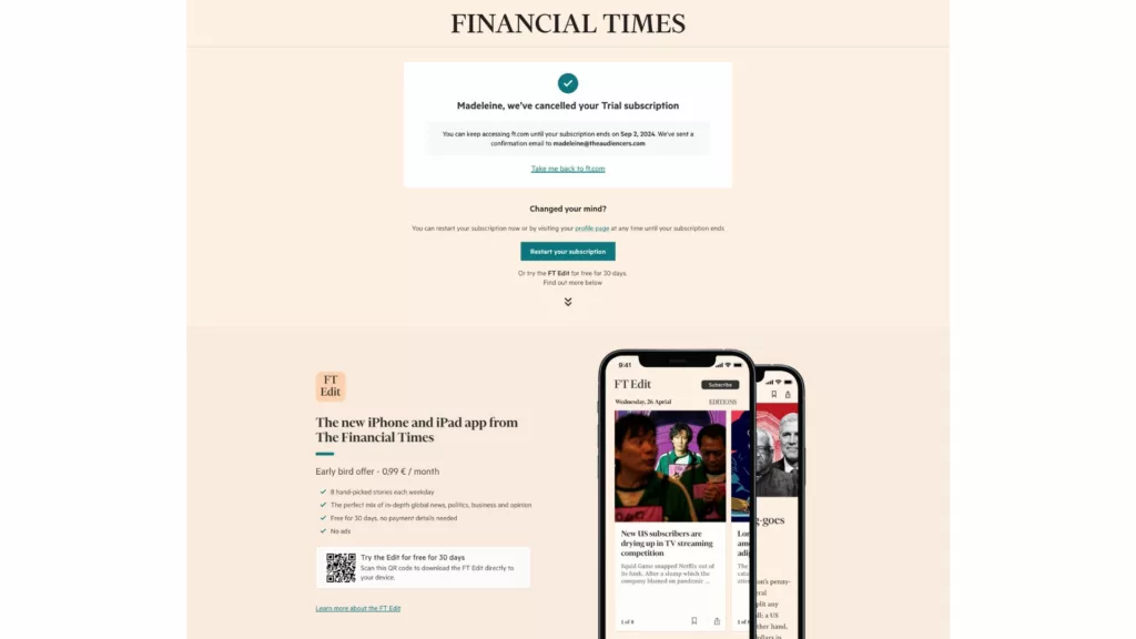 Financial Times unsubscription