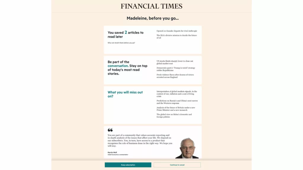 Financial Times unsubscription