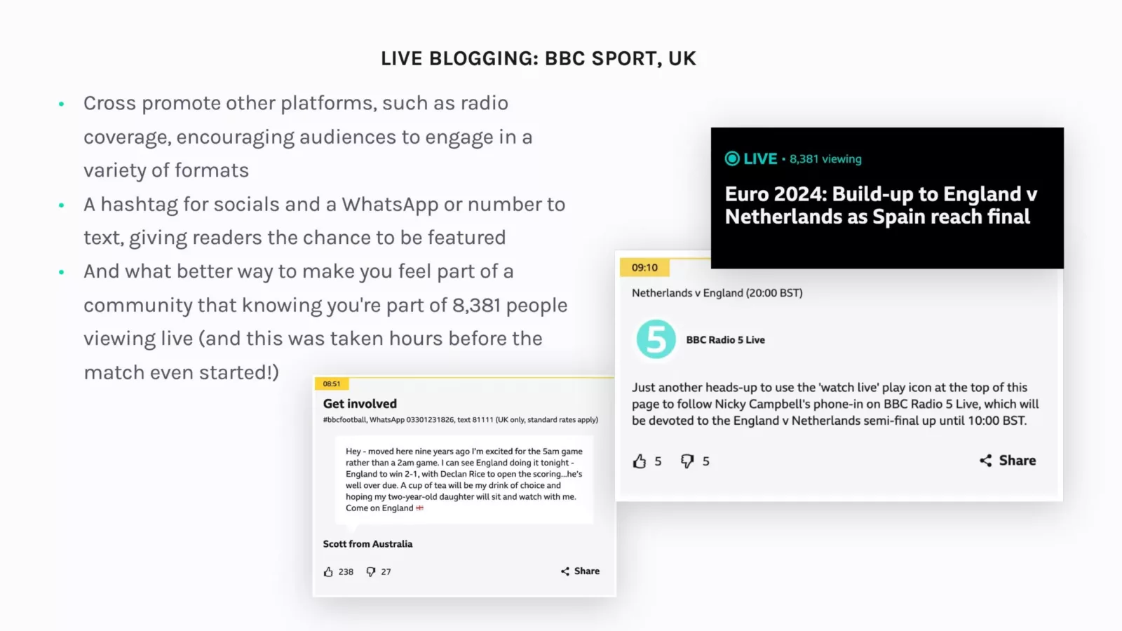 Live blogging for community building BBC