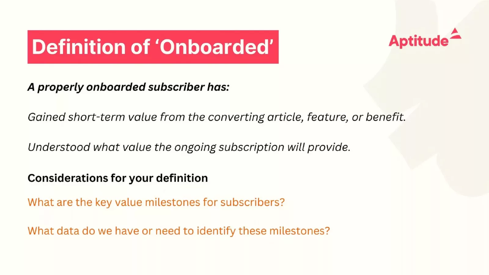 Onboarding for retention