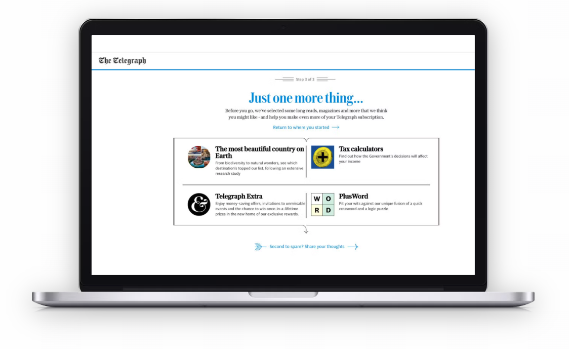 The Telegraph onboarding new subscribers
