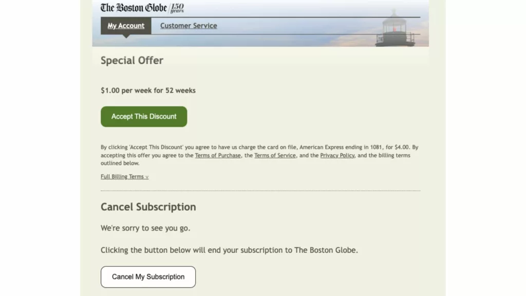 The Boston Globe cancellation journey