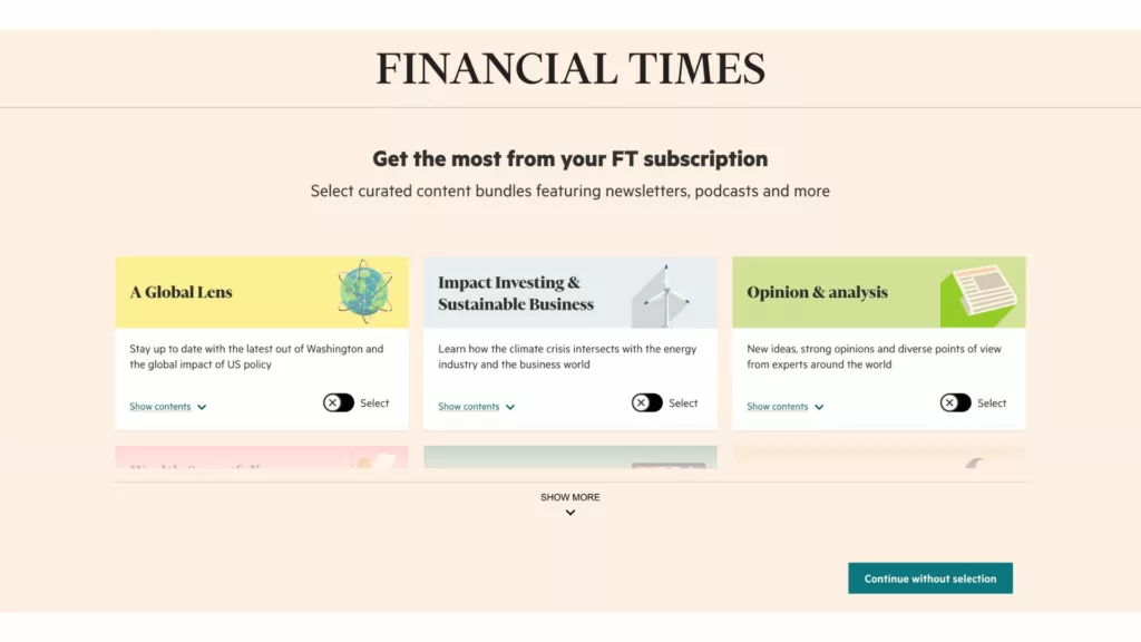 Financial Times onboarding