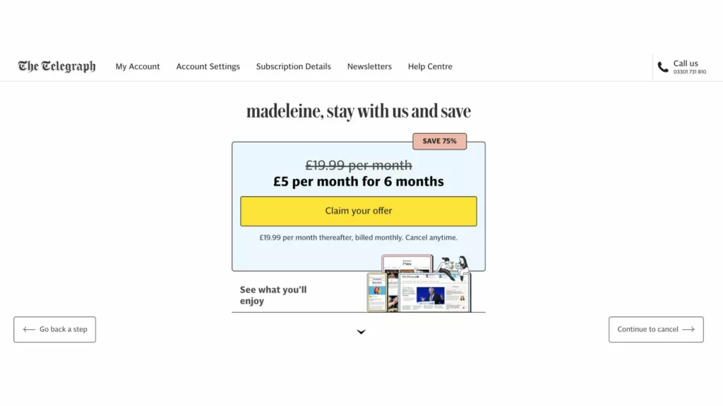 The Telegraph unsubscription journey