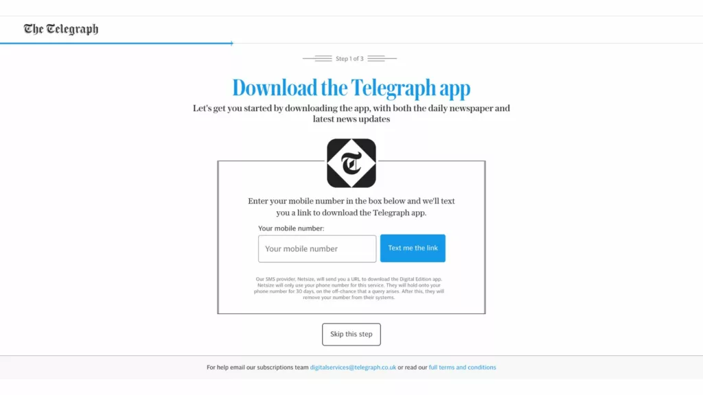 The Telegraph onboarding app download