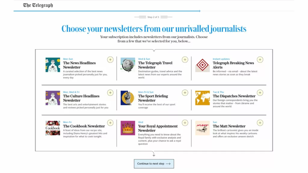 The Telegraph onboarding newsletters