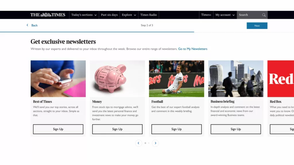 The Times onboarding newsletters