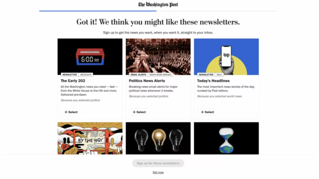 The Washington Post onboarding newsletters