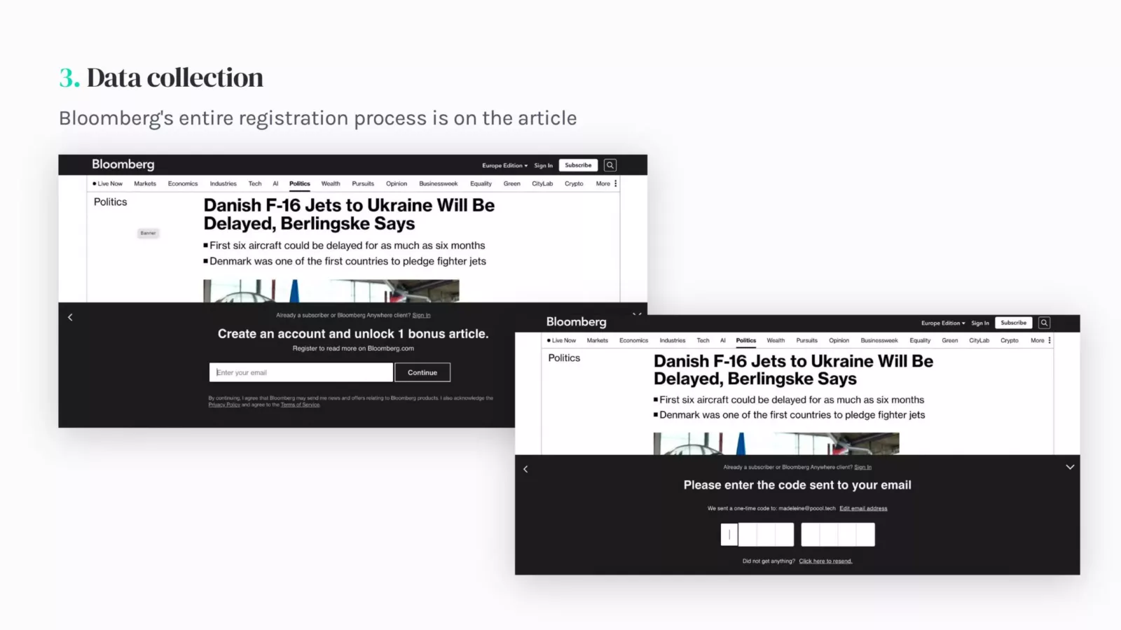 Data collection through registration