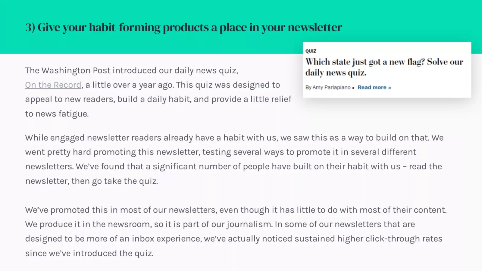 Give habit-forming content a place in your newsletter, The Washington Post