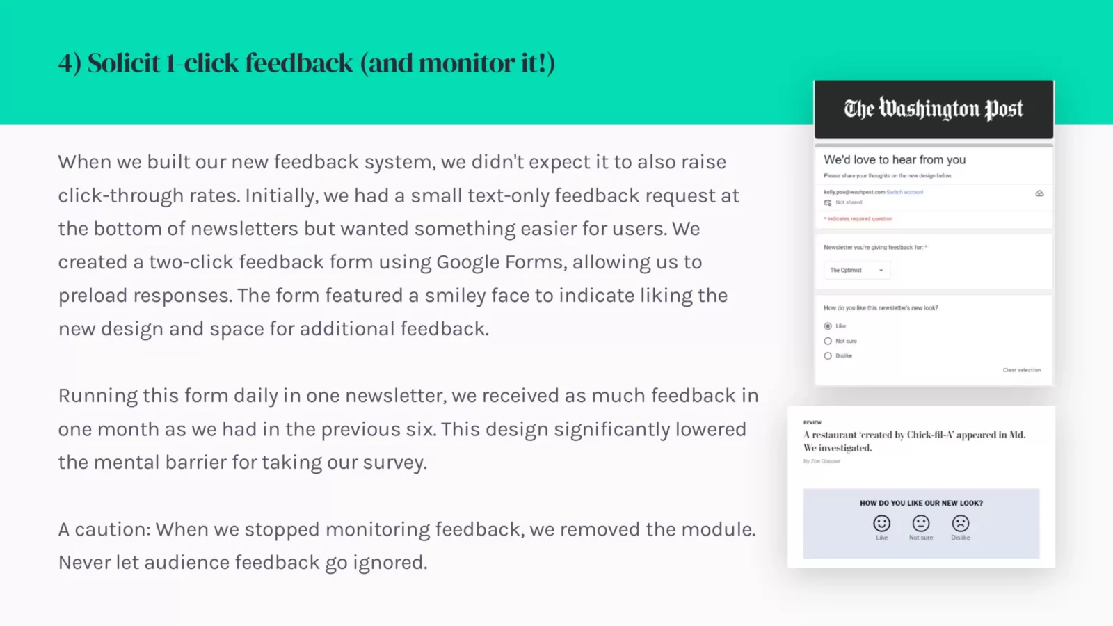 Solicit one click feedback in your newsletter, The Washington Post