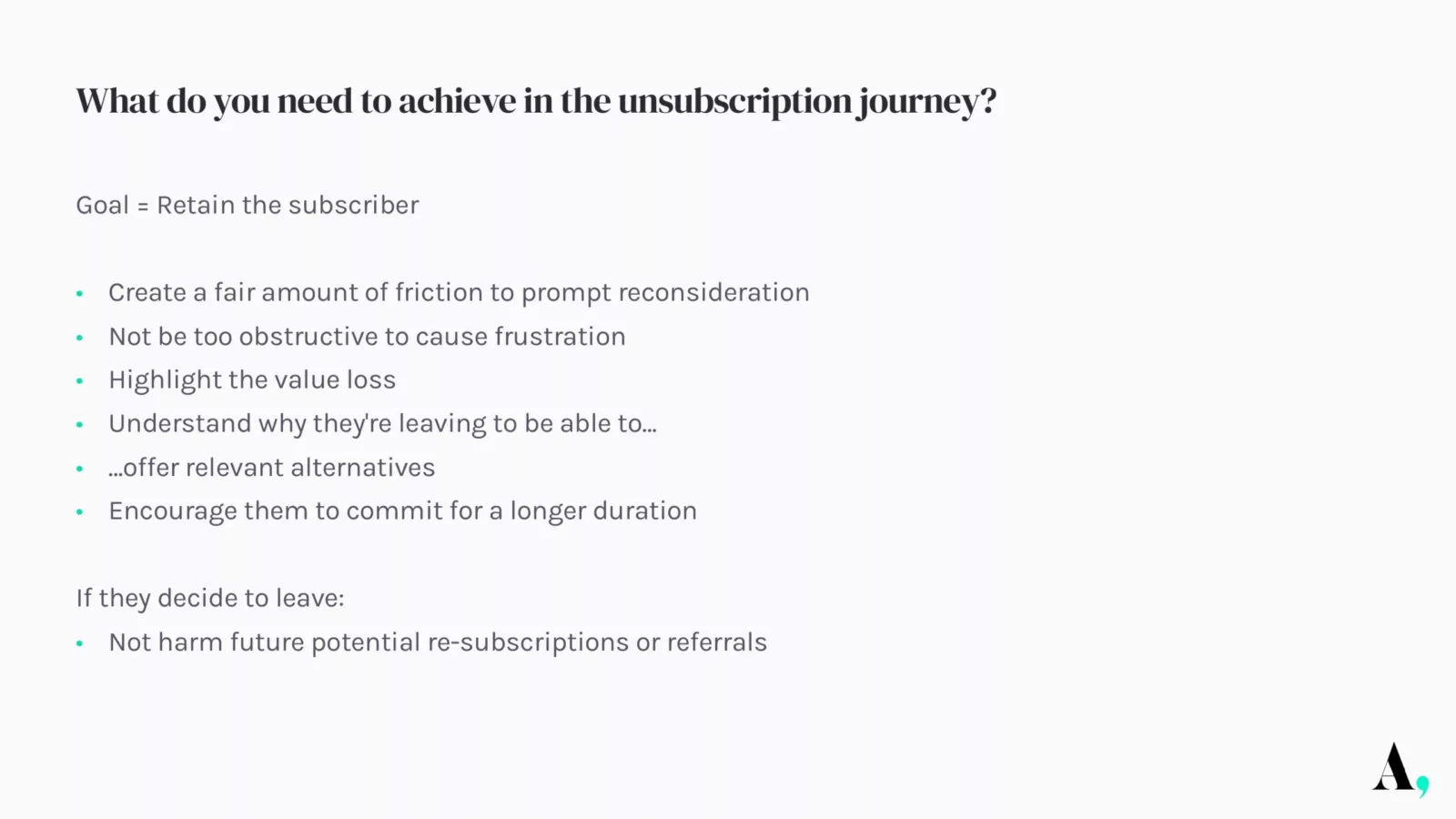 publishers unsubscription journey