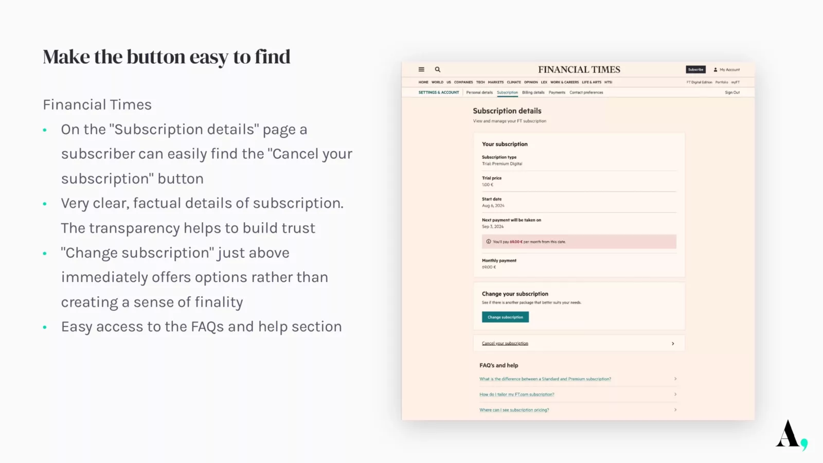 publishers unsubscription journey Financial Times