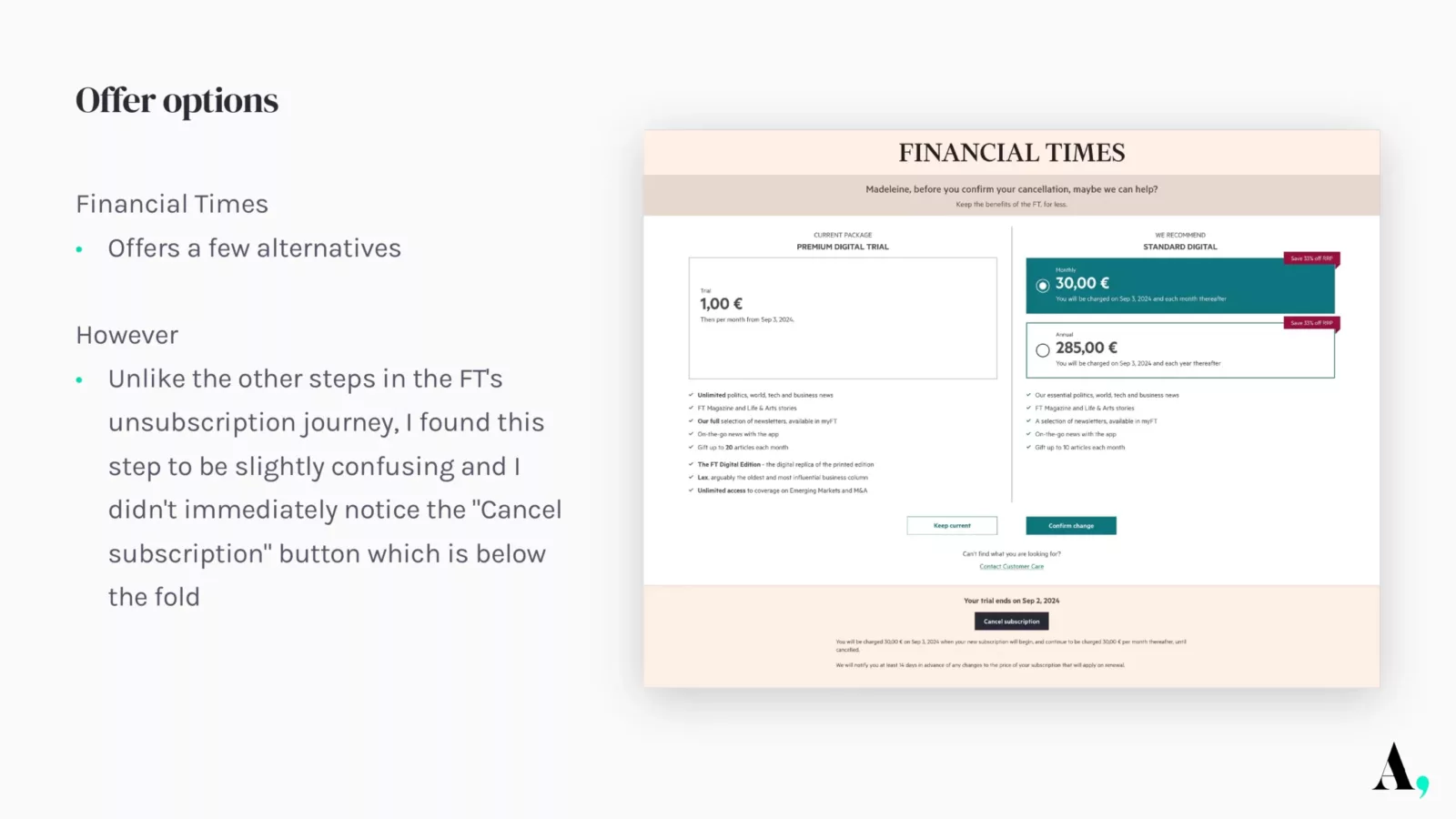 publishers unsubscription journey Financial Times