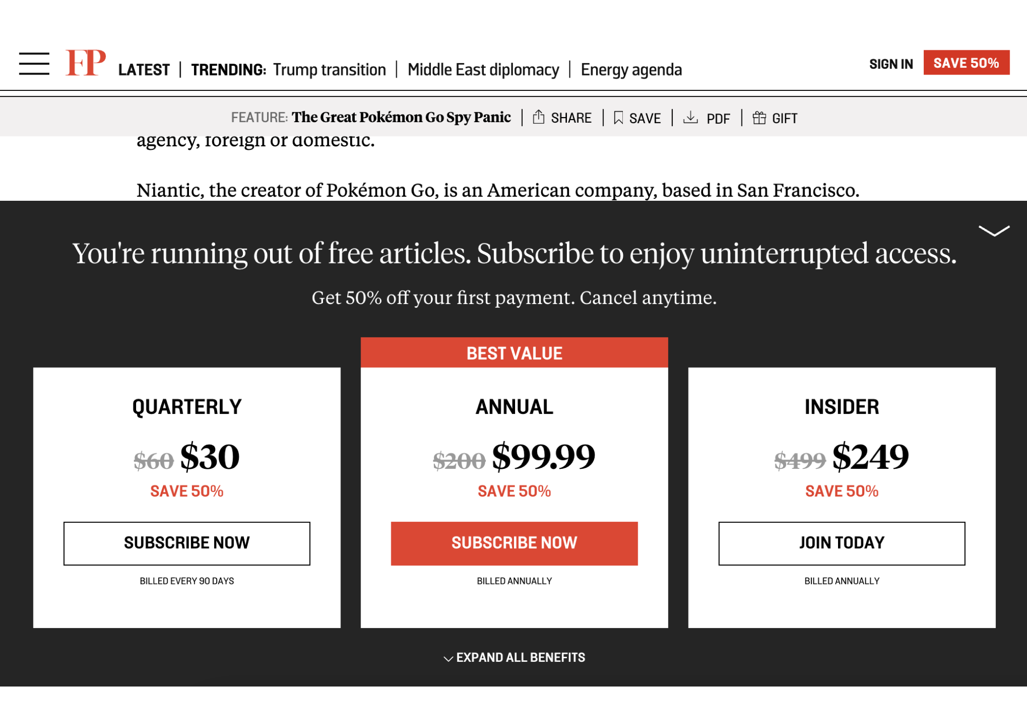 Foreign Policy dynamic paywall