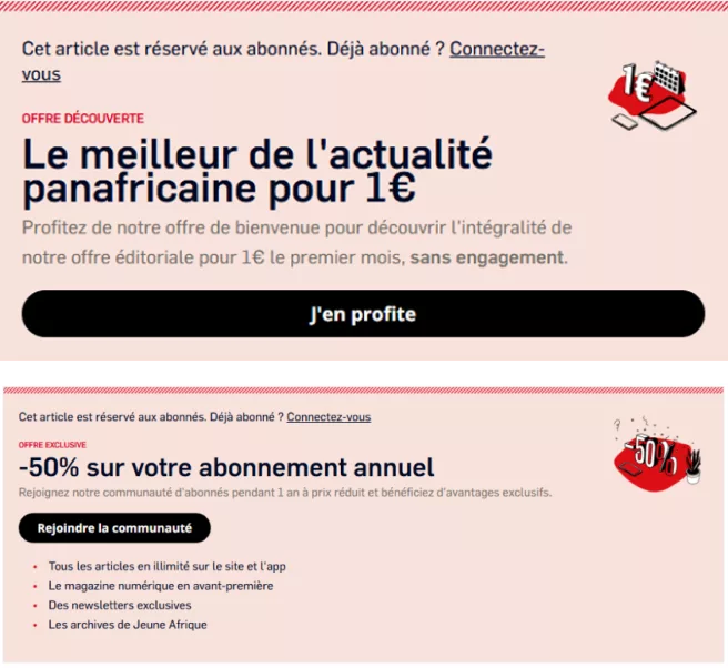 Jeune Afrique dynamic paywall