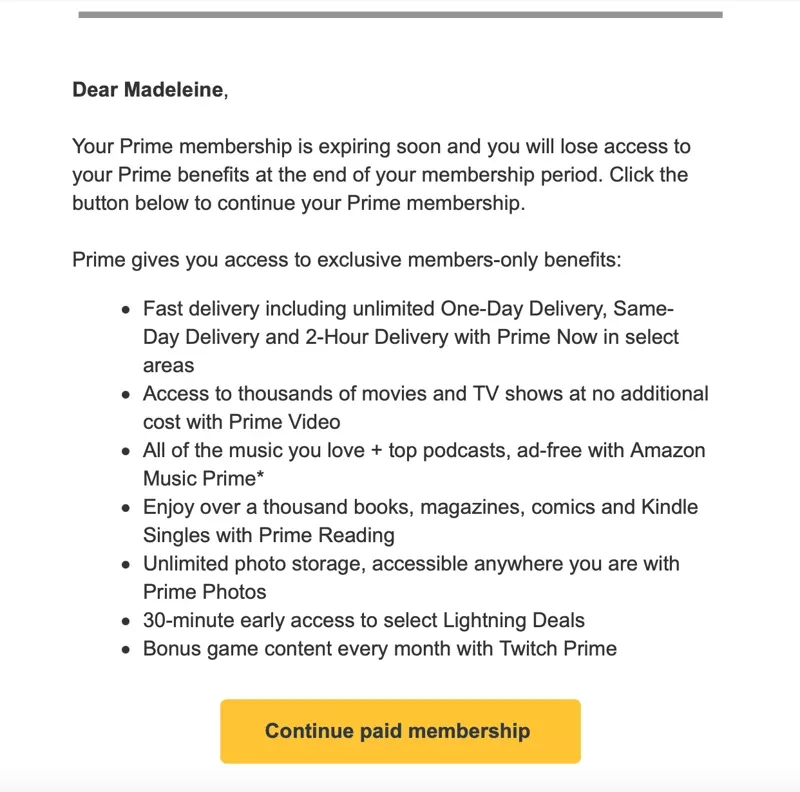 Amazon prime unsubscription