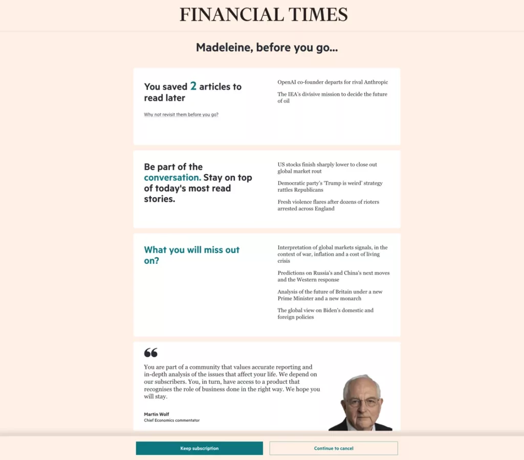 Financial Times unsubscription