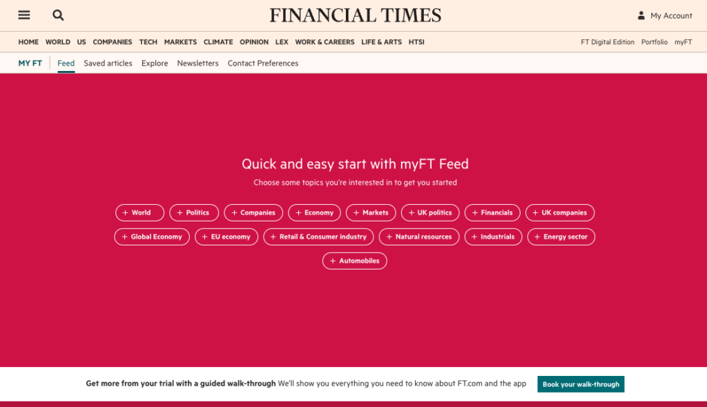 Quick and easy start with myFT feed