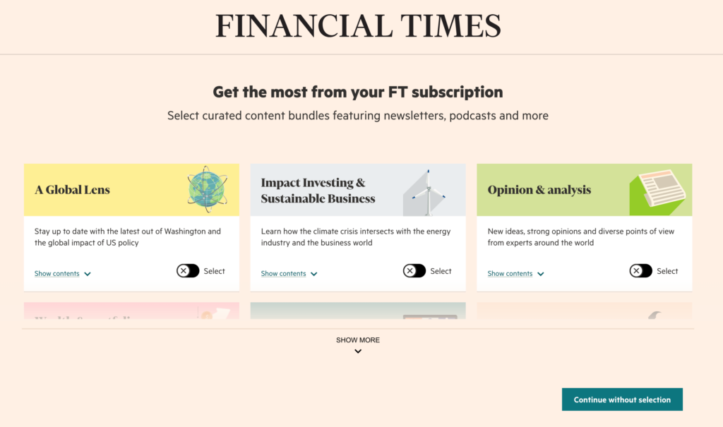 Financial Times onboarding journey